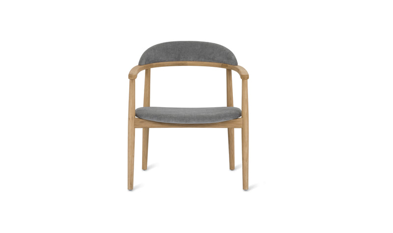 ANANDA LOUNGE CHAIR, NATURAL OAK FRAME AND PADDED GREY SEAT