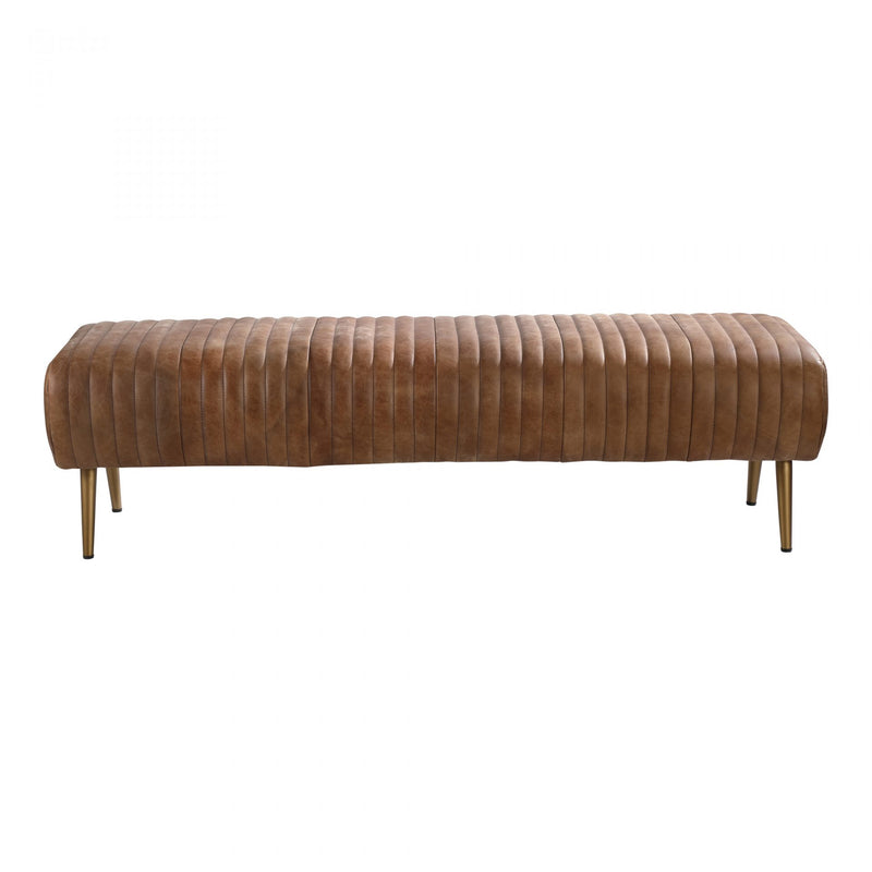 ENDORA BENCH OPEN ROAD BROWN LEATHER