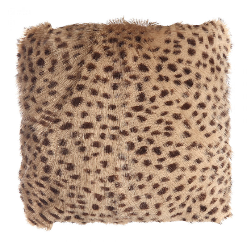 SPOTTED GOAT FUR POUF CREAM