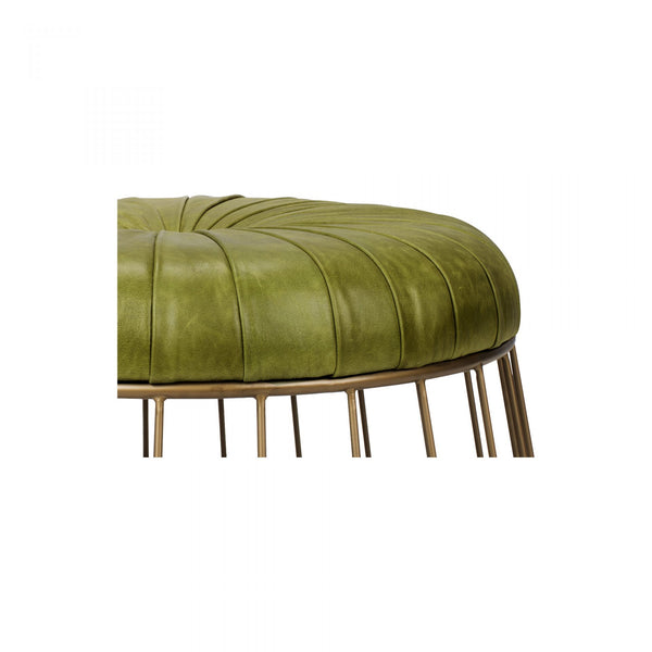RADCLIFFE LEATHER OTTOMAN GREEN