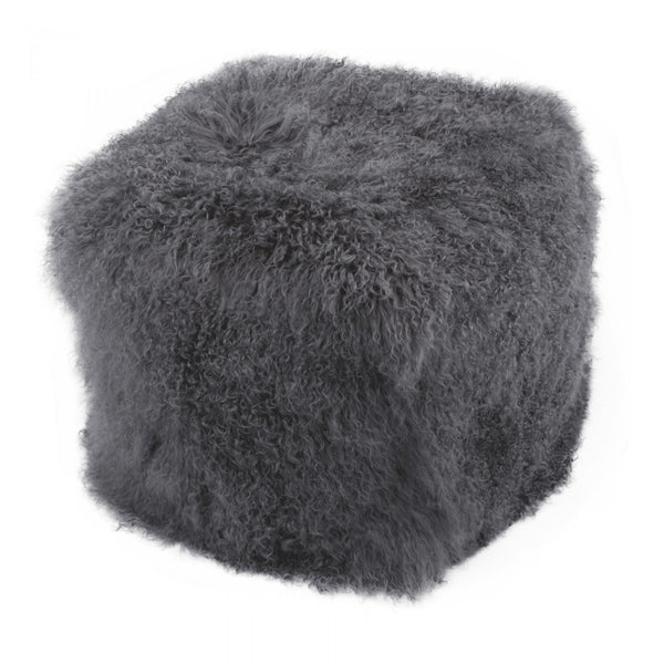 LAMB FUR POUF SMOKE